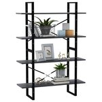vidaXL Bibliothèque à 4 niveaux Gris 100x30x140 cm Bois de pin massif