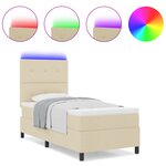 vidaXL Lit Box Spring avec Matelas & LED Crème 100x200 cm Tissu