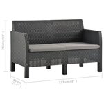vidaXL Salon de jardin 3 Pièces avec coussins PP Rotin Anthracite