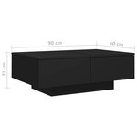 vidaXL Table basse Noir 90x60x31 cm Bois d’ingénierie