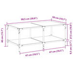 vidaXL Table basse avec dessus en verre noir 98 5x50x40 cm acier