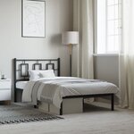 vidaXL Cadre de lit métal sans matelas avec tête de lit noir 100x190cm