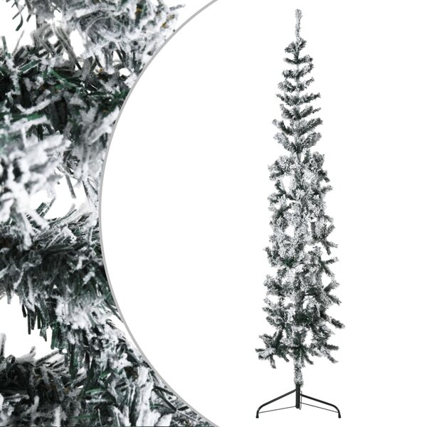vidaXL Demi sapin de Noël artificiel mince avec neige floquée 240 cm