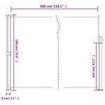 vidaXL Auvent latéral rétractable marron 180x300 cm