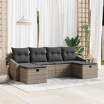vidaXL Ensemble de canapés de jardin 6 pièces avec coussins gris poly rotin
