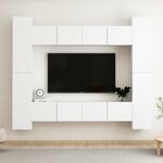 vidaXL Ensemble de meubles TV 8 Pièces Blanc Aggloméré