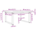 vidaXL Table basse cadre en O 80x80x45 cm bois de pin massif et fonte