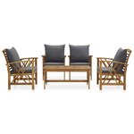 vidaXL Salon de jardin 5 Pièces avec coussins Bois d'acacia solide