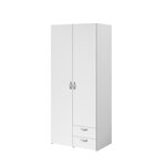 Armoire VARIA - blanc - 2 portes battantes + 2 tiroirs - 81 cm x 185 x 51 cm