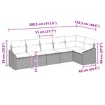 vidaXL Set de 6 canapés de jardin avec coussins gris poly rotin