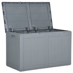 vidaXL Boîte de rangement de jardin 180 L Gris PP Rotin