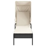 vidaXL Chaises longues lot de 2 avec auvents et table noir poly rotin