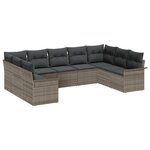 vidaXL Ensemble de canapé de jardin 9 pièces avec coussins gris en poly rattan
