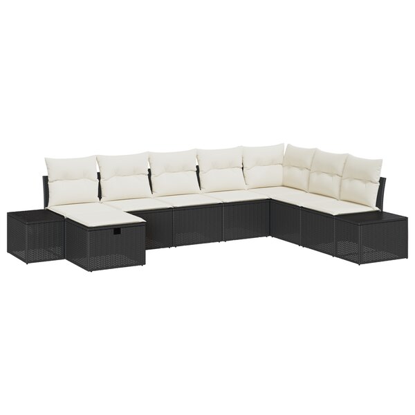 vidaXL Ensemble de Canapé de Jardin 8 Pièces Avec Coussins Noir Poly Rattan