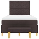 vidaXL lit à ressorts avec matelas et banc en brun foncé 120x190 cm tissu
