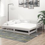vidaXL Lit coulissant 2x(90x200) cm Blanc Bois de pin massif