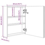 vidaXL Armoire de salle de bain à miroir LED noir brillant 50x14x60 cm