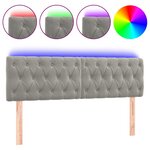 vidaXL Tête de lit à LED Gris clair 160x7x78/88 cm Velours