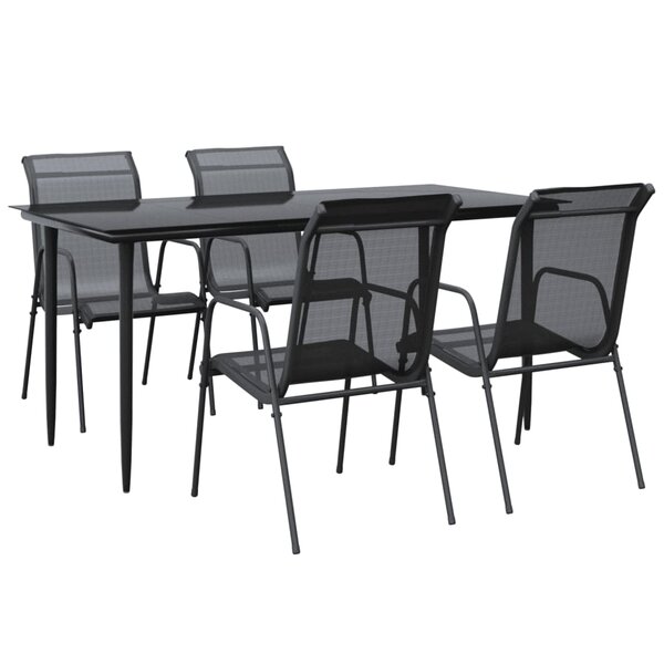 vidaXL Ensemble à manger de jardin 5 Pièces noir textilène et acier