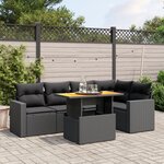 vidaXL Salon de jardin 6 Pièces avec coussins noir résine tressée
