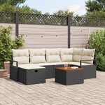 vidaXL Ensemble de Canapés de Jardin 7 Pièces avec Coussins en Rotin Synthétique Noir