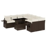 vidaXL Salon de jardin avec coussins 9 Pièces marron résine tressée