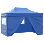 vidaXL Tente pliable avec 4 parois latérales 3 x 4 5 m Bleu