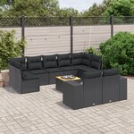 vidaXL Salon de jardin 10 Pièces avec coussins noir résine tressée