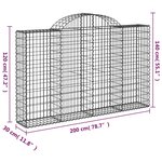 vidaXL Panier de gabions arqué 200x30x120/140 cm Fer galvanisé