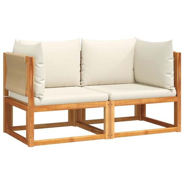 vidaXL Canapés d'angle de jardin et coussins 2Pièces bois massif d'acacia