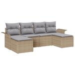 vidaXL Ensemble de canapé de jardin 6 pièces avec coussins beige en rattan synthétique
