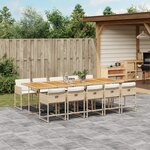 vidaXL Ensemble à manger de jardin et coussins 11 Pièces beige poly rotin