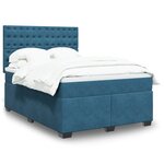 vidaXL Sommier à lattes de lit et matelas bleu 140x190 cm velours