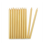 12 bougies longues dorées - 12 cm