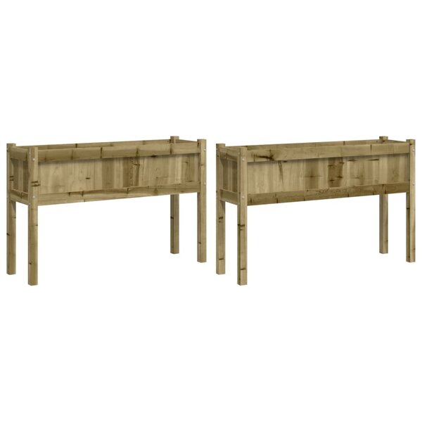 vidaXL Jardinières 2 Pièces avec pieds bois de pin imprégné
