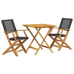 vidaXL Ensemble de bistro 3 Pièces noir résine tressée et bois massif