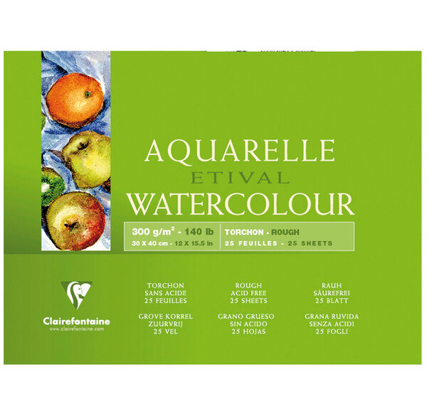 Bloc Etival 25F grain torchon 30x40 300g encollé 4 côtés CLAIREFONTAINE