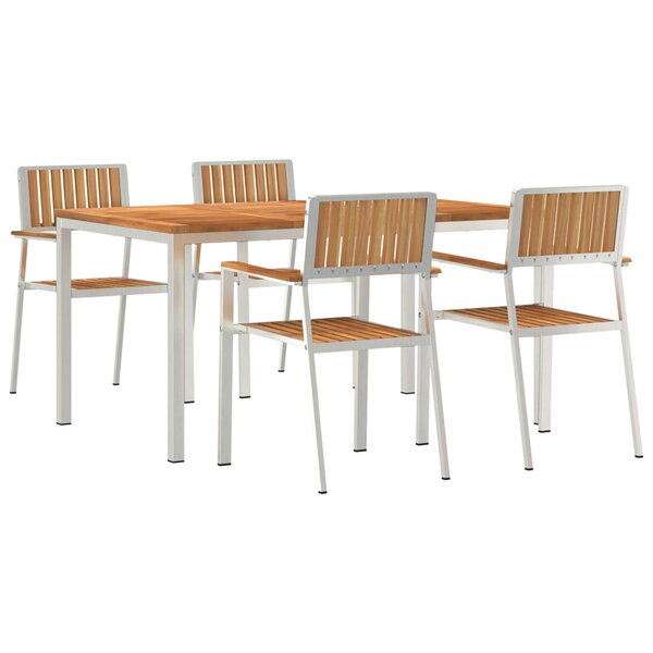 Ensemble de salle à manger jardin 5 pièces en teck massif