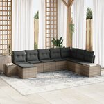 vidaXL Ensemble de canapé de jardin de 8 pièces avec coussins gris poly rotin