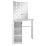 vidaXL Coiffeuse d'angle table de maquillage lumière LED Blanc clair