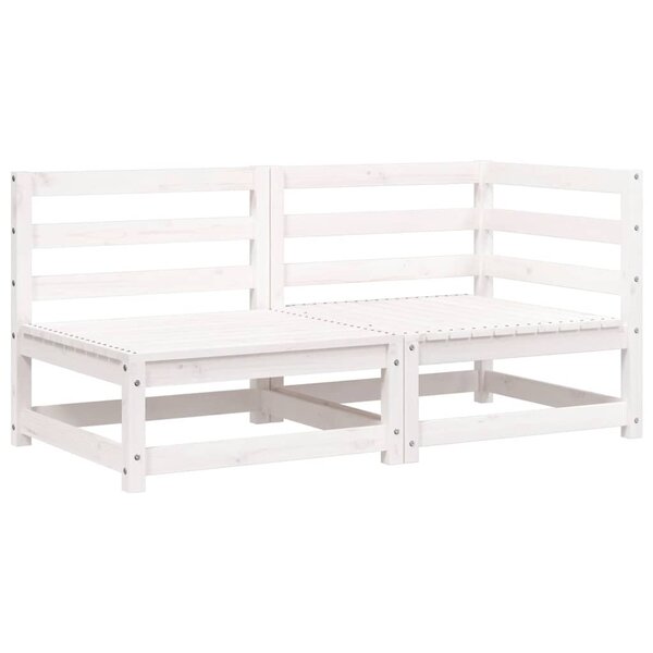 vidaXL Canapé de jardin 2 places blanc bois de pin massif