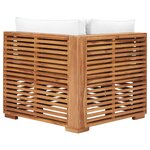 vidaXL Canapé d'angle de jardin avec coussin crème Bois de teck solide