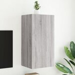 vidaXL Meuble TV mural avec lumières LED sonoma gris 40 5x35x80 cm