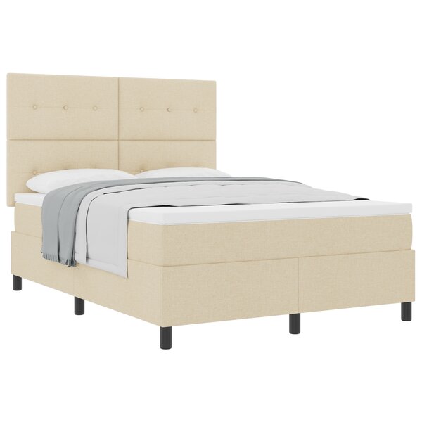 vidaXL Lit avec sommier crème 140x190 cm en tissu