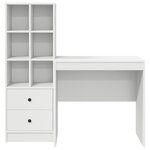 Bureau vidaXL blanc avec rangement en bois d'ingénierie