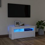 vidaXL Meuble TV avec lumières LED blanc brillant 90x35x40 cm
