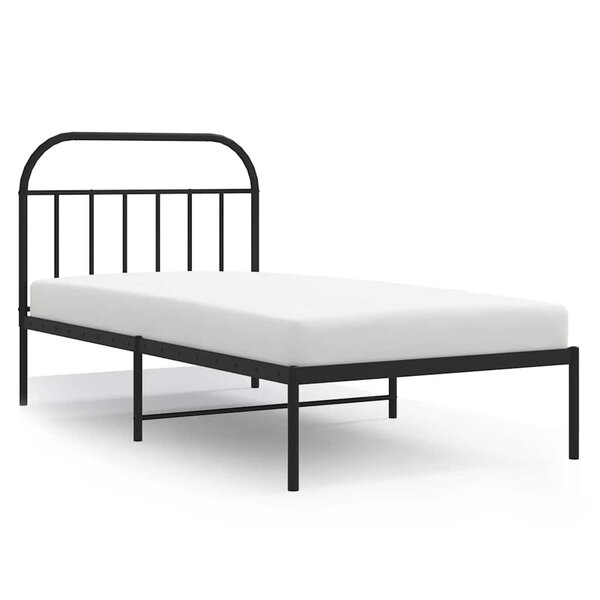 vidaXL Cadre de lit métal sans matelas avec tête de lit noir 100x190cm