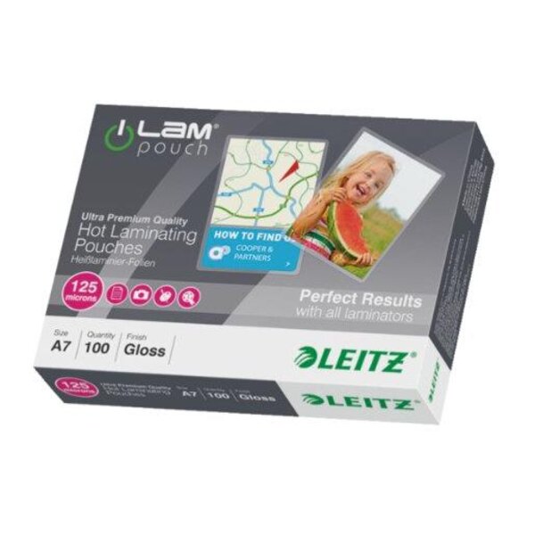 paquet de 100 étuis à plastifier A7 brillant 250 mic (2x125) LEITZ