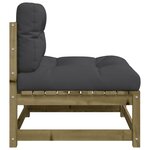 vidaXL Canapé de jardin sans accoudoirs et coussins bois pin imprégné