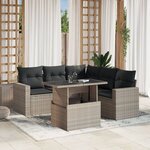 vidaXL Salon de jardin 6 Pièces avec coussins gris clair résine tressée
